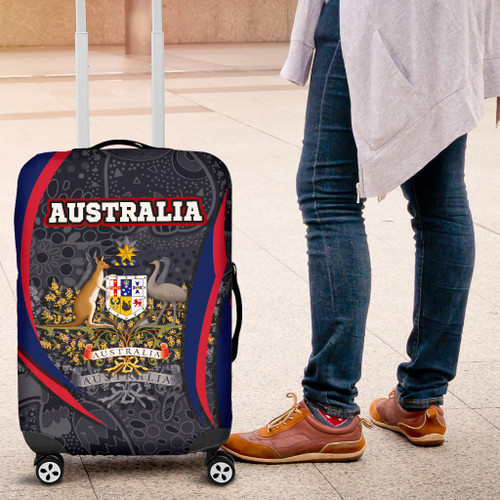 Australia Aboriginal Luggage Cover - Australian Coat of Arms - Aussie Spirit Australia Aboriginal Luggage Cover - Australian Coat of Arms - Aussie Spirit