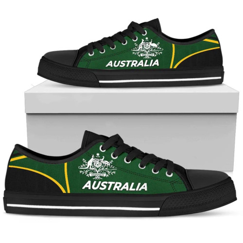 Australia Low Top Canvas Shoes - Australian Coat Of Arms Shoes (Green)