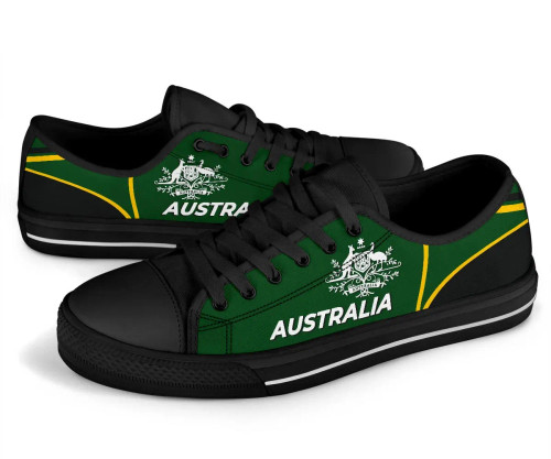 Australia Low Top Canvas Shoes - Australian Coat Of Arms Shoes (Green) Australia Low Top Canvas Shoes - Australian Coat Of Arms Shoes (Green)