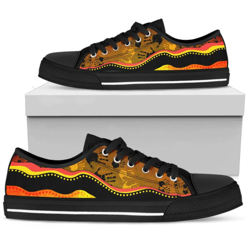 Australia Low Top Canvas Shoes - Aboriginal Patterns Shoes Golden Style