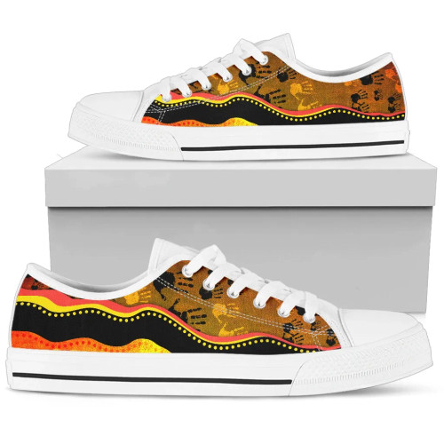 Australia Low Top Canvas Shoes - Aboriginal Patterns Shoes Golden Style