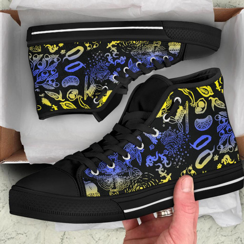 Australia High Top Canvas Shoes - Australian Aboriginal Golden Wattle