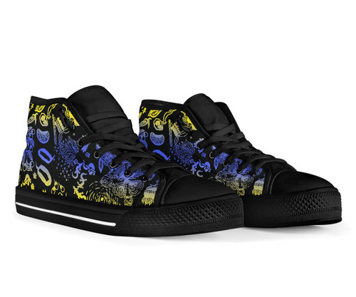 Australia High Top Canvas Shoes - Australian Aboriginal Golden Wattle Australia High Top Canvas Shoes - Australian Aboriginal Golden Wattle