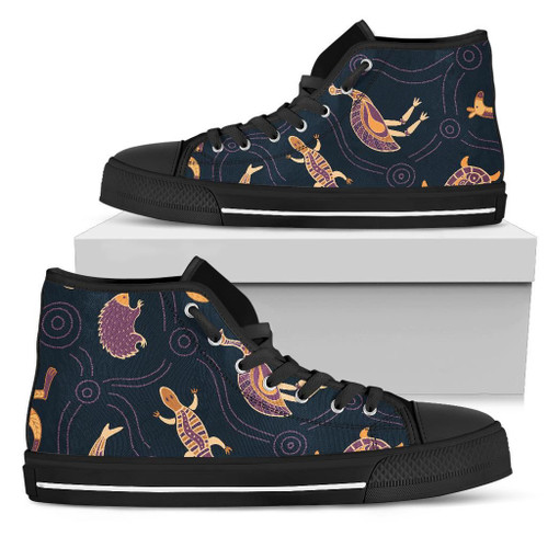 Australia High Top Canvas Shoes - Indigenous Animals Patterns