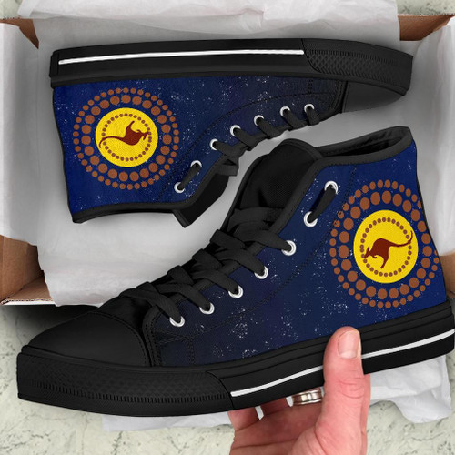 Australia High Top Canvas Shoes - Kangaroo On The Sun