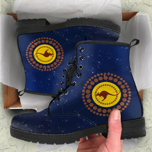 Australia Leather Boots - Kangaroo On The Sun