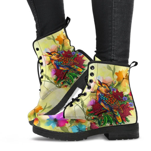 Australia Leather Boots - Australia Kookaburra With Waratah Australia Leather Boots - Australia Kookaburra With Waratah