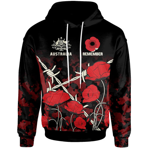Australia Anzac Hoodie - Anzac with Remembrance Poppy Flower Australia Anzac Hoodie - Anzac with Remembrance Poppy Flower