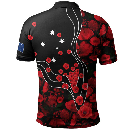 Australia Anzac Day Polo Shirt - Poppies with Golden Wattle Flowers ...