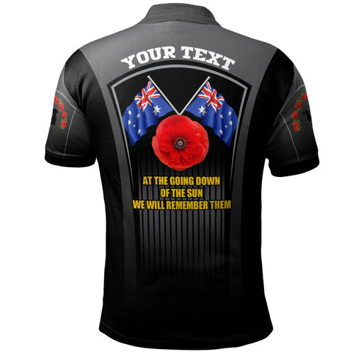 Australia Anzac Remembrance Custom Polo Shirt - Lest We Forget Poppy Flower Symbol Australia Anzac Remembrance Custom Polo Shirt - Lest We Forget Poppy Flower Symbol
