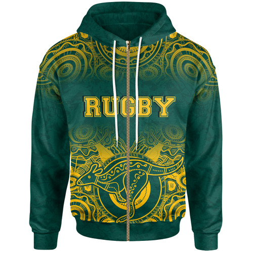 Australia Rugby Hoodie - Aboriginal Inspired Wallabies Kangaroo Australia Rugby Hoodie - Aboriginal Inspired Wallabies Kangaroo