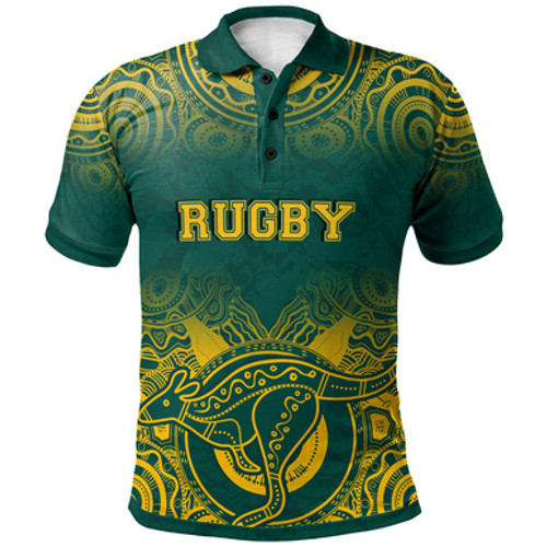 Wallabies Rugby Polo Shirt - Custom Aboriginal Inspired Wallabies Kangaroo Polo Shirt