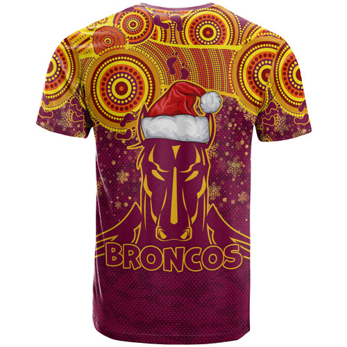 Brisbane Broncos Christmas T-shirt - Custom Indigenous Brisbane Broncos Footprints T-shirt Brisbane Broncos Christmas T-shirt - Custom Indigenous Brisbane Broncos Footprints T-shirt