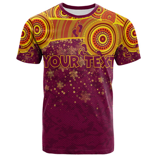 Brisbane Broncos Christmas T-shirt - Custom Indigenous Brisbane Broncos Footprints T-shirt Brisbane Broncos Christmas T-shirt - Custom Indigenous Brisbane Broncos Footprints T-shirt