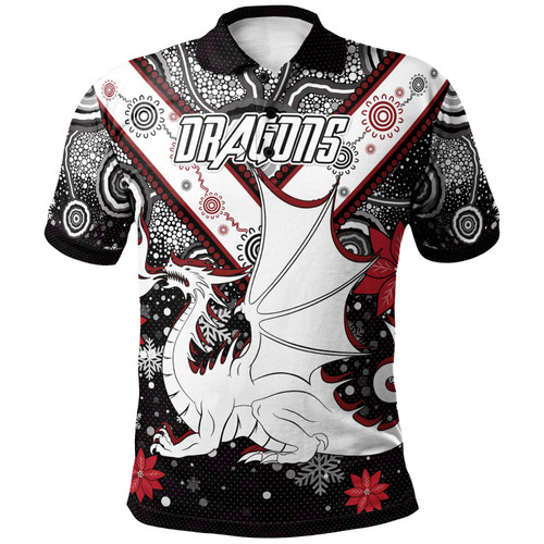 Australia Illawarra and St George Christmas Polo Shirt - Custom Christmas Indigenous Dragon Polo Shirt