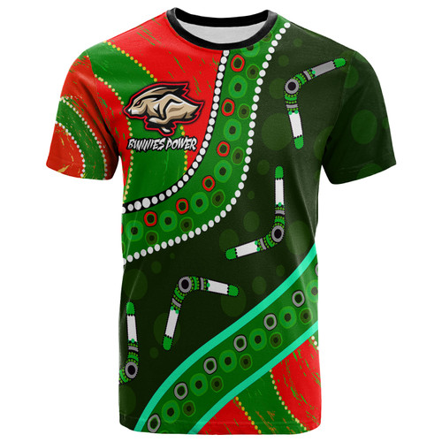 Australia South Sydney Rabbitohs Custom T-shirt - Indigenous Bunnies Power Sport Tribal T-shirt