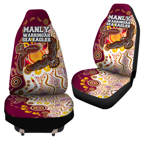 Sydney's Northern Beaches Car Seat Cover - Double Sydney's Northern Beaches With Tribal Sun And Footprints