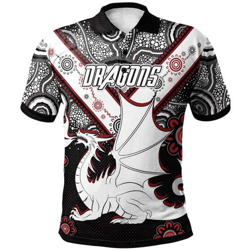 Australia Illawarra and St George Polo Shirt - Custom Aboriginal Inspired Dragon Polo Shirt Australia Illawarra and St George Polo Shirt - Custom Aboriginal Inspired Dragon Polo Shirt