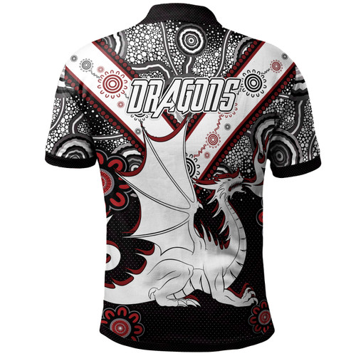 Australia Illawarra and St George Polo Shirt - Custom Aboriginal Inspired Dragon Polo Shirt Australia Illawarra and St George Polo Shirt - Custom Aboriginal Inspired Dragon Polo Shirt