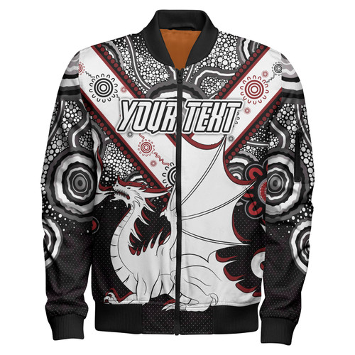 Australia Illawarra and St George Bomber Jacket - Custom Aboriginal Inspired Dragon Bomber Jacket Australia Illawarra and St George Bomber Jacket - Custom Aboriginal Inspired Dragon Bomber Jacket