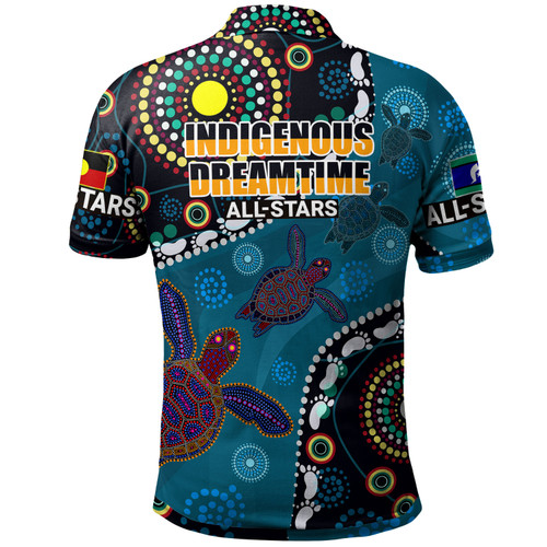 Australian All Stars Custom Polo Shirt - Dreamtime Turtles With Indigenous Cultures Flag Polo Shirt Australian All Stars Custom Polo Shirt - Dreamtime Turtles With Indigenous Cultures Flag Polo Shirt