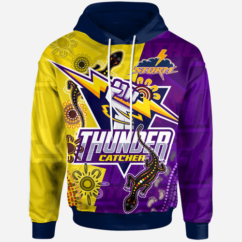 Melbourne Storm Aboriginal Rugby Custom Hoodie - The Indigenous Storm Thunder Catcher