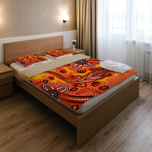 Australia Aboriginal Custom Bedding Set - Aussie Lizard Indigenous Art