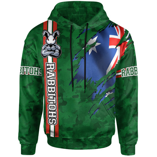 South Sydney Rabbitohs Hoodie - South Sydney Rabbitohs With Camouflage and Australia Flag Hoodie