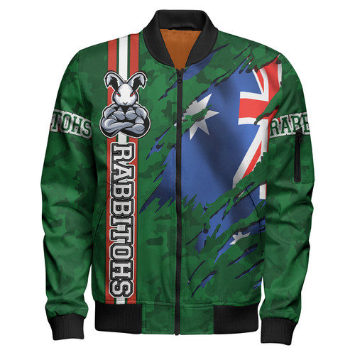 South Sydney Rabbitohs Bomber Jacket - South Sydney Rabbitohs With Camouflage and Australia Flag Bomber Jacket