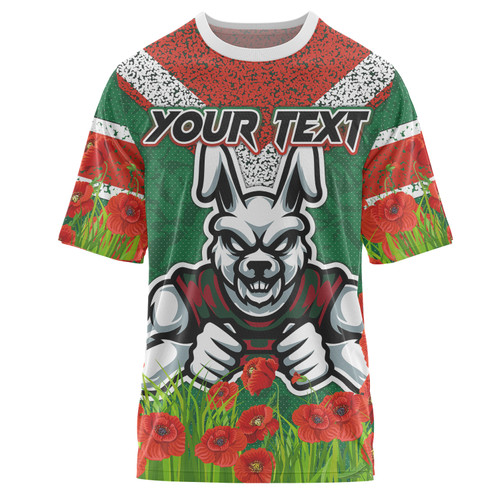 South Sydney Rabbitohs T-shirt - Custom Souths with Anzac Poppy T-shirt South Sydney Rabbitohs T-shirt - Custom Souths with Anzac Poppy T-shirt