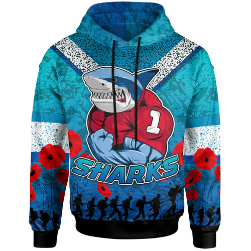 Cronulla-Sutherland Sharks Hoodie - Custom Anzac Day Cronulla-Sutherland Sharks Hoodie