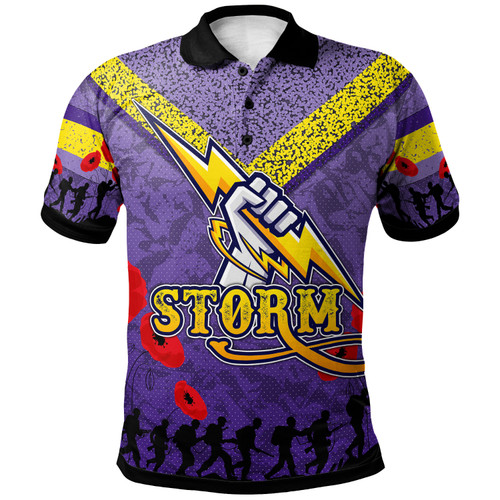 Melbourne Storm Polo Shirt - Custom Anzac Day Melbourne Storm Polo Shirt