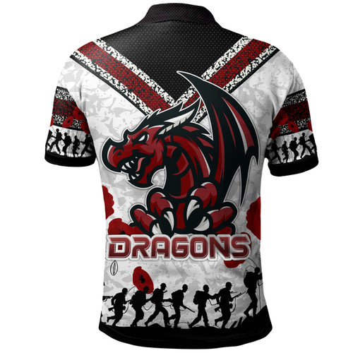 Australia Illawarra and St George Polo Shirt - Custom Anzac Day Dragons Polo Shirt Australia Illawarra and St George Polo Shirt - Custom Anzac Day Dragons Polo Shirt