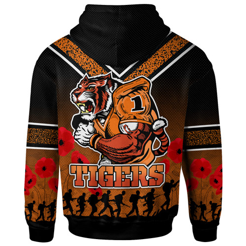 Wests Tigers Hoodie - Custom Anzac Day Wests Tigers Hoodie Wests Tigers Hoodie - Custom Anzac Day Wests Tigers Hoodie