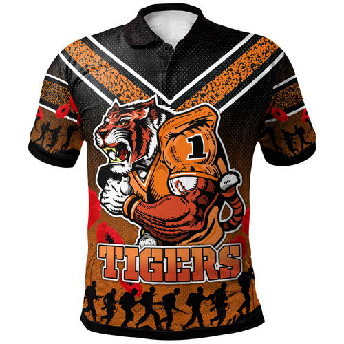 Wests Tigers Polo Shirt - Custom Anzac Day Wests Tigers Polo Shirt