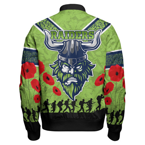 Canberra Raiders Bomber Jacket - Custom Anzac Day Canberra Raiders Bomber Jacket Canberra Raiders Bomber Jacket - Custom Anzac Day Canberra Raiders Bomber Jacket