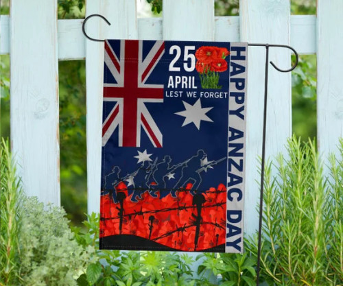Happy Anzac Day Garden Flag - Lest We Forget Australia Flag Happy Anzac Day Garden Flag - Lest We Forget Australia Flag