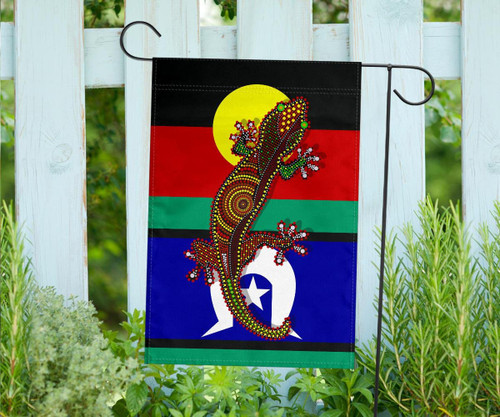 Australia Naidoc Week Flag with Indigenous Australian Lizard Australia Naidoc Week Flag with Indigenous Australian Lizard