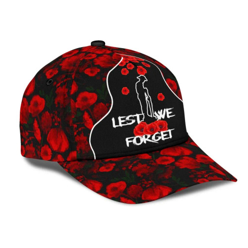 Australia Anzac Lest We Forget Cap - Poppy Flowers Australia Anzac Lest We Forget Cap - Poppy Flowers