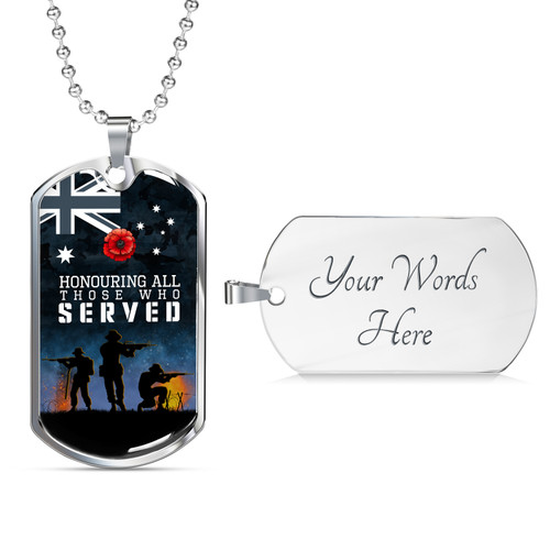 Australia Anzac Military Dog Tag Necklace - Honouring All Those Who Served Australia Anzac Military Dog Tag Necklace - Honouring All Those Who Served