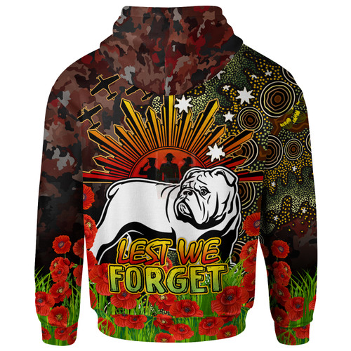 Canterbury-Bankstown Bulldogs Custom Hoodie - Anzac Canterbury-Bankstown Bulldogs with Remembrance Poppy and Indigenous Patterns Hoodie Canterbury-Bankstown Bulldogs Custom Hoodie - Anzac Canterbury-Bankstown Bulldogs with Remembrance Poppy and Indigenous Patterns Hoodie