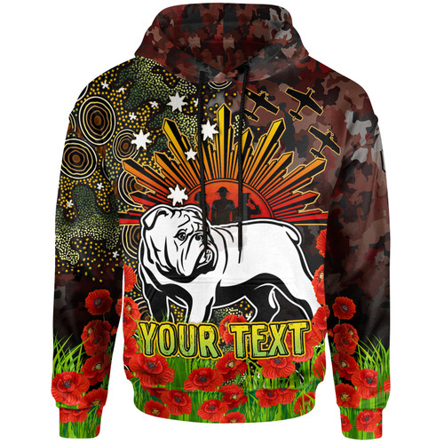 Canterbury-Bankstown Bulldogs Custom Hoodie - Anzac Canterbury-Bankstown Bulldogs with Remembrance Poppy and Indigenous Patterns Hoodie Canterbury-Bankstown Bulldogs Custom Hoodie - Anzac Canterbury-Bankstown Bulldogs with Remembrance Poppy and Indigenous Patterns Hoodie