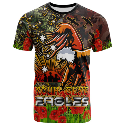Manly Warringah Sea Eagles T-shirt - Anzac Manly Warringah Sea Eagles with Remembrance Poppy and Indigenous Patterns T-shirt Manly Warringah Sea Eagles T-shirt - Anzac Manly Warringah Sea Eagles with Remembrance Poppy and Indigenous Patterns T-shirt