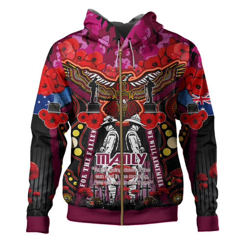 Australia Manly Anzac Custom Hoodie - Remembrance Manly Anzac Day With Poppy Flower Watercolour Style Australia Manly Anzac Custom Hoodie - Remembrance Manly Anzac Day With Poppy Flower Watercolour Style