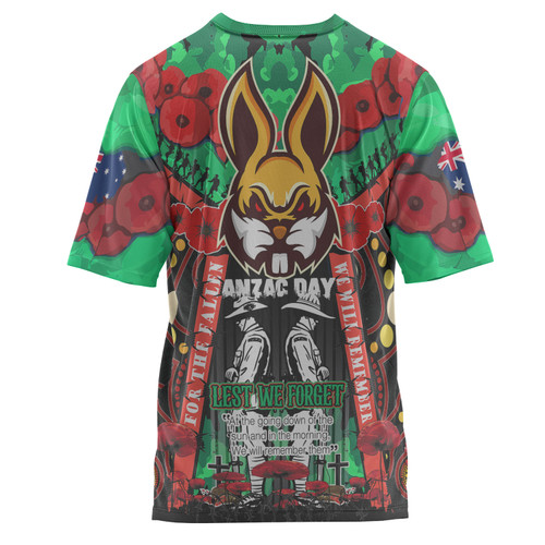 South Sydney Rabbitohs Anzac Watercolour Custom T-shirt - Remembrance Souths With Aboriginal Inspired Poppy Flower T-shirt South Sydney Rabbitohs Anzac Watercolour Custom T-shirt - Remembrance Souths With Aboriginal Inspired Poppy Flower T-shirt