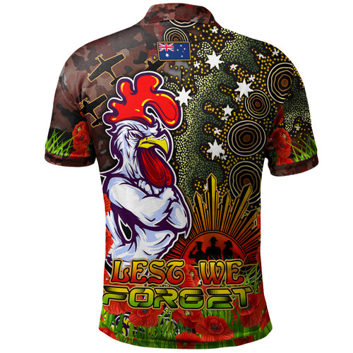 Sydney Roosters Polo Shirt - Custom Anzac Sydney Roosters with Remembrance Poppy and Indigenous Patterns Polo Shirt Sydney Roosters Polo Shirt - Custom Anzac Sydney Roosters with Remembrance Poppy and Indigenous Patterns Polo Shirt