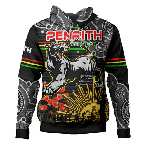 Penrith Panthers Anzac Custom Hoodie - Anzac Rugby Aboriginal Inspired Pattern Hoodie Penrith Panthers Anzac Custom Hoodie - Anzac Rugby Aboriginal Inspired Pattern Hoodie