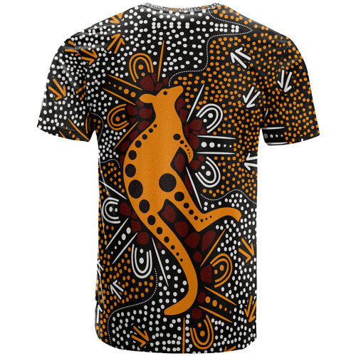 Australia Aboriginal Inspired Custom T-shirt - Indigenous Aboriginal Inspired art background with kangaroo2 Australia Aboriginal Inspired Custom T-shirt - Indigenous Aboriginal Inspired art background with kangaroo2