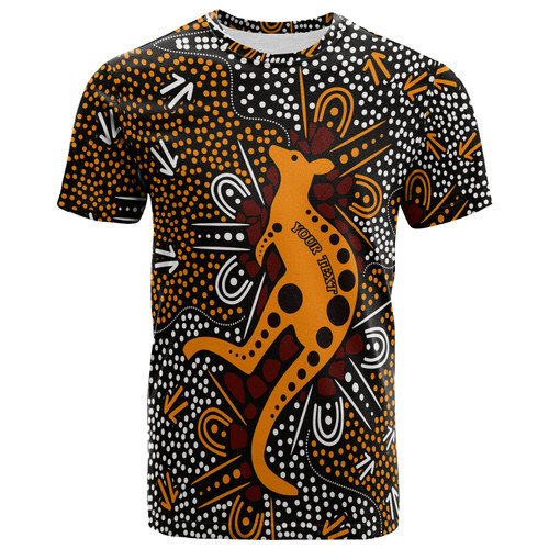 Australia Aboriginal Inspired Custom T-shirt - Indigenous Aboriginal Inspired art background with kangaroo3 Australia Aboriginal Inspired Custom T-shirt - Indigenous Aboriginal Inspired art background with kangaroo3