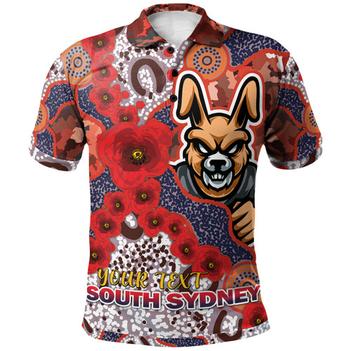 South Sydney Rabbitohs Polo Shirt - Custom Souths with Aboriginal Inspired Poppy Flowers Polo Shirt South Sydney Rabbitohs Polo Shirt - Custom Souths with Aboriginal Inspired Poppy Flowers Polo Shirt